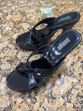 BONGO Black Patent Platform Mule Heels